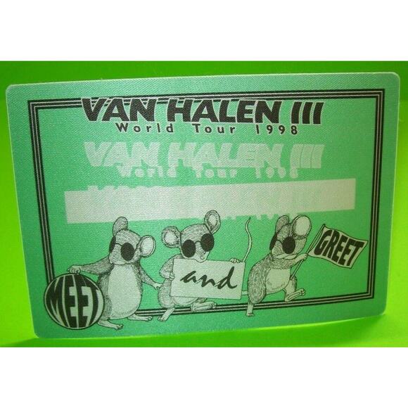 Eddie Van Halen III World Tour Backstage Concert Pass Original 1998 Meet & Greet - Picture 3 of 6
